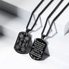Soccer Bible Verse Cross Necklace for Men Stainless Steel Black
