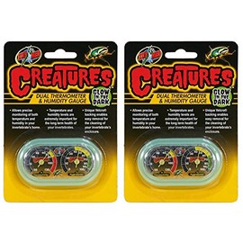 Zoo Med 2 Pack of Creatures Dual Thermometer and Humidity Gauges, Glow in The Dark