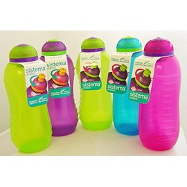 Set of 5 Sistema 330ml Drink Bottles, Assorted Colours