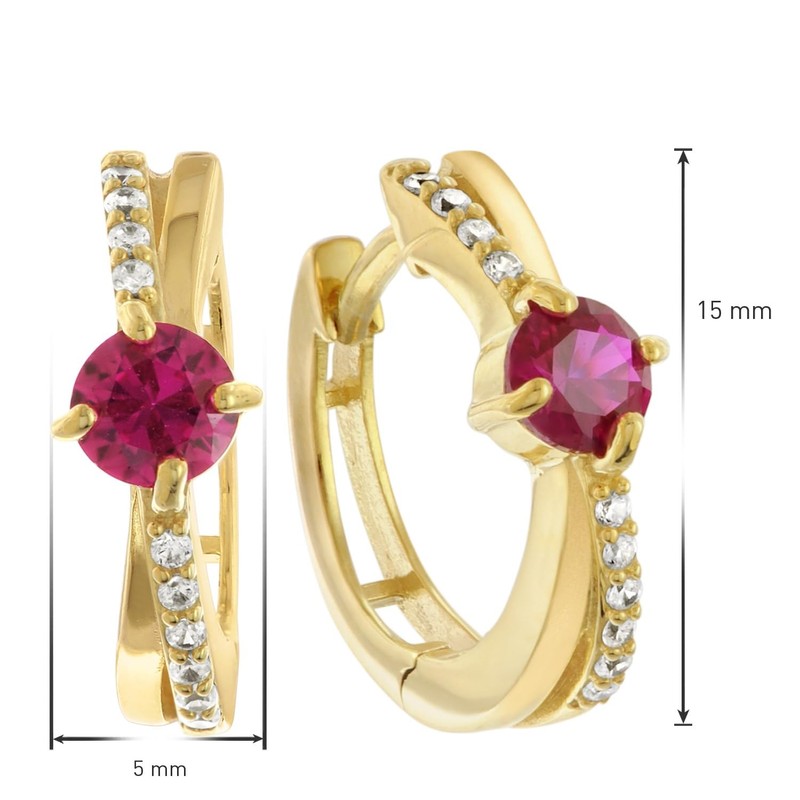 trendor Damen-Creolen Silber Vergoldet Ohrringe mit Zirkonia Rot/Weiß zauberhafter Ohrschmuck