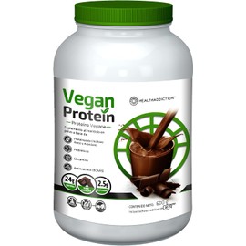 HEALTHADDICTION - Proteína Vegana – 24g de Proteína, 2.5g de Glutamina, Aminoácidos, Prebióticos y Ingredientes Naturales – 600g de Suplemento en Polvo para Nutrición Deportiva (Chocolate)