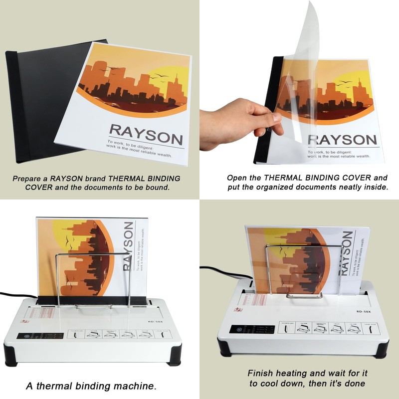 RAYSON Thermal Binding Covers, 25 Sheets, 3 mm, A4, Black