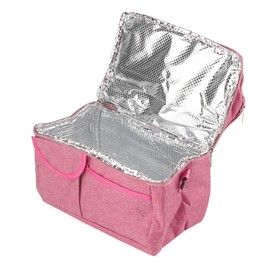 Large Double Layer Insulated Lunch Box Bag with Handle Breastmilk Cooler Bag, Shoulder Strap, Separate Hot and Cold Foods for Work and Nursery Use