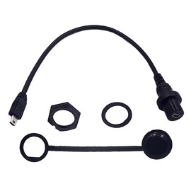 Kework Mini USB 5 Pin Flush Mount Cable, 0.3 Meter Mini USB Male to Female Dashboard Panel Mount Extension Cord for Car Truck Boat Motorcycle