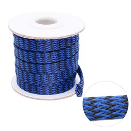 Black-Blue PET Expandable Sleeving Cord Protector Wire Loom Tubing Cable Sleeve for USB Charger Cable Power Cord Audio Video Cable Can Protect Cat Dog from Chewing Cords