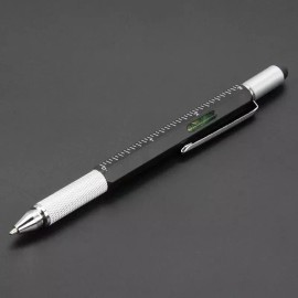 Unbranded 7 in1 Multifunction Ballpoint Pen with Modern Handheld Tool Measure Technical - BLack
