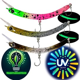 Njord Kalastus Banenwobbler Set of 3 UV Active & Self-Luminous Trout Bait Novelties 2025 6.5 cm 3.6 g Trout Wobbler Trout Fishing Accessories (Set of 3 Attractive Colours)