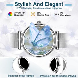 Efolen Smart Watch for Women, 1.27" Touch Screen Fitness Watch with SpO2 Heart Rate Sleep Monitor Pedometer, Fitness Tracker with 100+Sport Modes for iOS Android, lP68 Waterproof Smartwatch silver