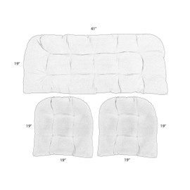 RSH Décor Indoor Outdoor 3 Piece Tufted Wicker Settee Cushions 1 Loveseat & 2 U-Shape Weather Resistant ~ Choose Color (Cobalt Royal Blue, 2- 19"x19" 1- 41"x19")