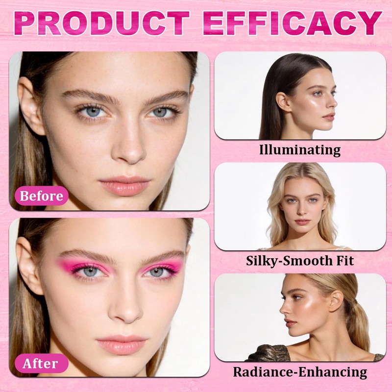 4-In-1 Eye & Cheek Palette, Blush Highlighter with 1 PCS