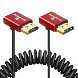 Alvin's Cables 8K HDMI Cable 2.1 48Gbps High Speed Φ2.4mm Ultra-Thin HDMI 8K@60Hz 4K@120Hz for Sony A7 A9, BMPCC, for Canon C70, for Atomos Ninja, for SmallHD, Up to Up Angle Coiled Cable