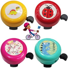 Yueser Bike Bell Kids, 4 Pcs Bike Bell, Bicycle Bell, Kids Bike Bell, Scooter Bell, Cartoon Bike Bells, Toddler Bike Bell, Bike Bell Fun Cycling Bell Handlebar Bell Loud Sound Bell Bike Horn Childrens