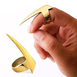 Cross Edge Pro Hair Parting & Sectioning Ring 1PC Stainless Steel Finger Braiding Hair Pick Tools Durable Wig, Curling, Remy Human Hair Extension Tools Precise Styling Ring (Gold)