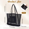 CREATCABIN Mesh Beach Bag for Women Beach Tote Bag With