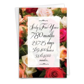NobleWorks 65th Birthday Milestone Greeting Card with 5 x 7 Inch Envelope (1 Card) 65 Year Time Count C10676MBG