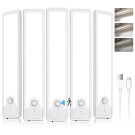 Pak Under Cabinet Lighting, 8 Inch 41 LED Rechargeable Battery Operated Motion Sensor Light Indoor, 1100 mAh Wireless Magnetic Dimmable 6500K Closet Lights, 5 Pack