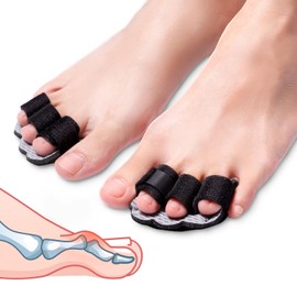 Pozpo Tech Hammer Toe Straightener Corrector Splint Brace for Women fit 2nd 3rd and 4th Toes - (L-Black) - 1 Pair