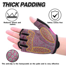 KONVINIT Cycling Gloves Fingerless Rubber Padded Women & Men Gym MTB Breathable Non-Slip Outdoor Sports Gloves by, red, xl