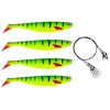PetrisCatch Firetiger Yellow Rubber Fish Set + 4 Steel Leaders,