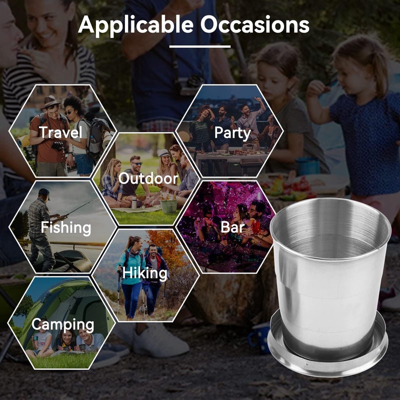 Foldable Cup, Folding Cup, Extendable Cup Made of Stainless Steel,