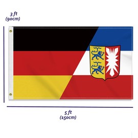 Large 90 x 150 cm Schleswig-Holstein Germany Flag, Large 150D German Schleswig Holstein Friendship Banner, Durable Doube Side Print Decor Brass Eyelets Large Schleswig-Holstein