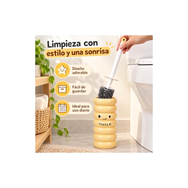 ALIMOTA Juego de 2 Escobillas para Inodoro Amarillo Diseño Sonriente