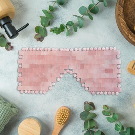 Eurow Luxe Natural Rose Quartz Eye Mask with Velvet Storage Pouch, Hot or Cold Therapy for Relaxation, Puffiness, Headaches, Stress Relief, Wellness, Skincare Routine, Meditation & Sleep