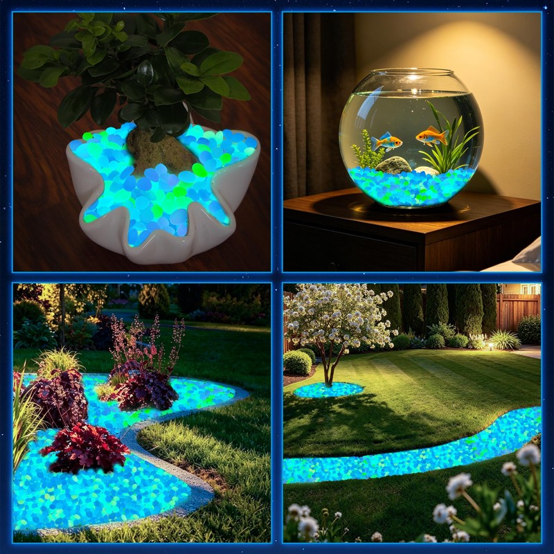 900Pcs Mixed Size Glow in The Dark Pebbles Glowing Rocks