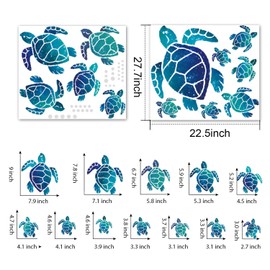 VIKSAUN 12 Pieces Sea Turtle Wall Stickers Under the Sea Vinyl Wall Stickers Wall Decals Wall Decor Waterproof Wall Stickers Decoration for Home, Office, Living Room, Wall, Bathroom, Toilet