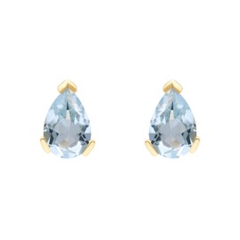 Ivy Gems 9ct Yellow Gold Blue Topaz Tear Drop Small Stud Earrings