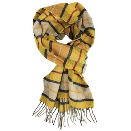 Rotfuchs Winter Scarf & Warm Checked Fashionable Multiple Colours Wool Made in Germany, Yellow beige