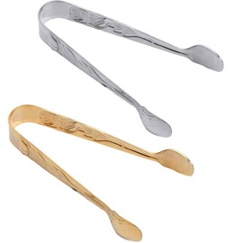 Mini Ice Tongs 2PCS Stainless Steel Sugar Clips Gold Silver Sugar Ice Cube Tongs Mini Clamp Food Serving Tongs Clip Tea Party Bar Kitchen Accessories