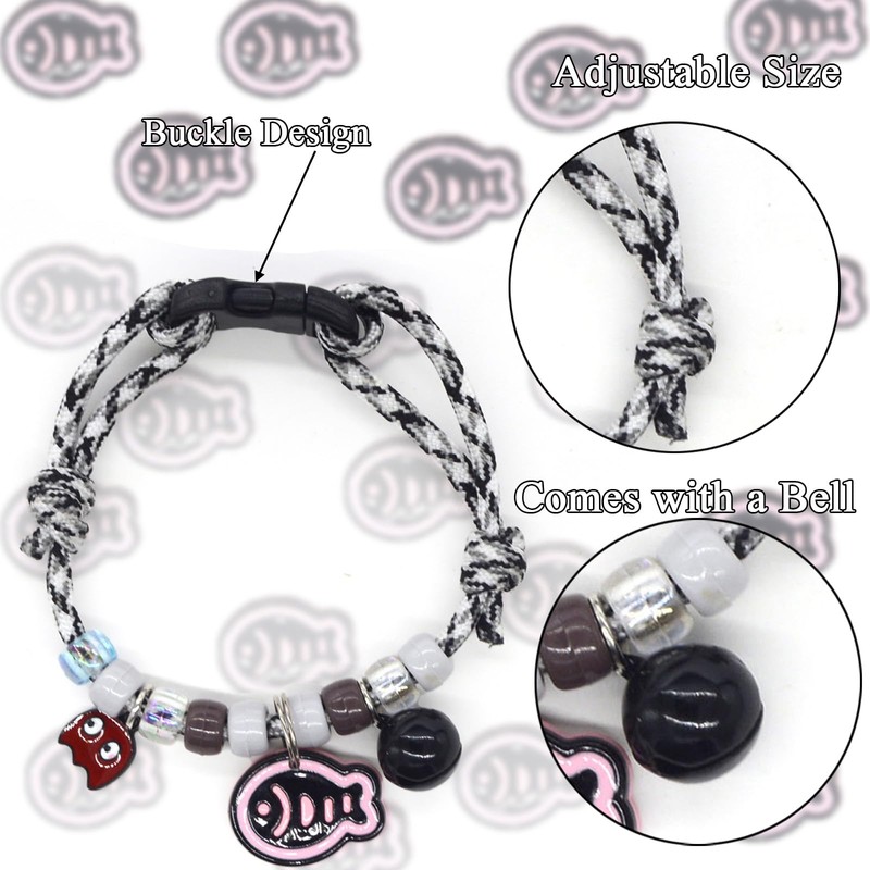 Hjvvr Cat Collar With Bell,Breakaway Pet Collar,Black Theme Fish Collar