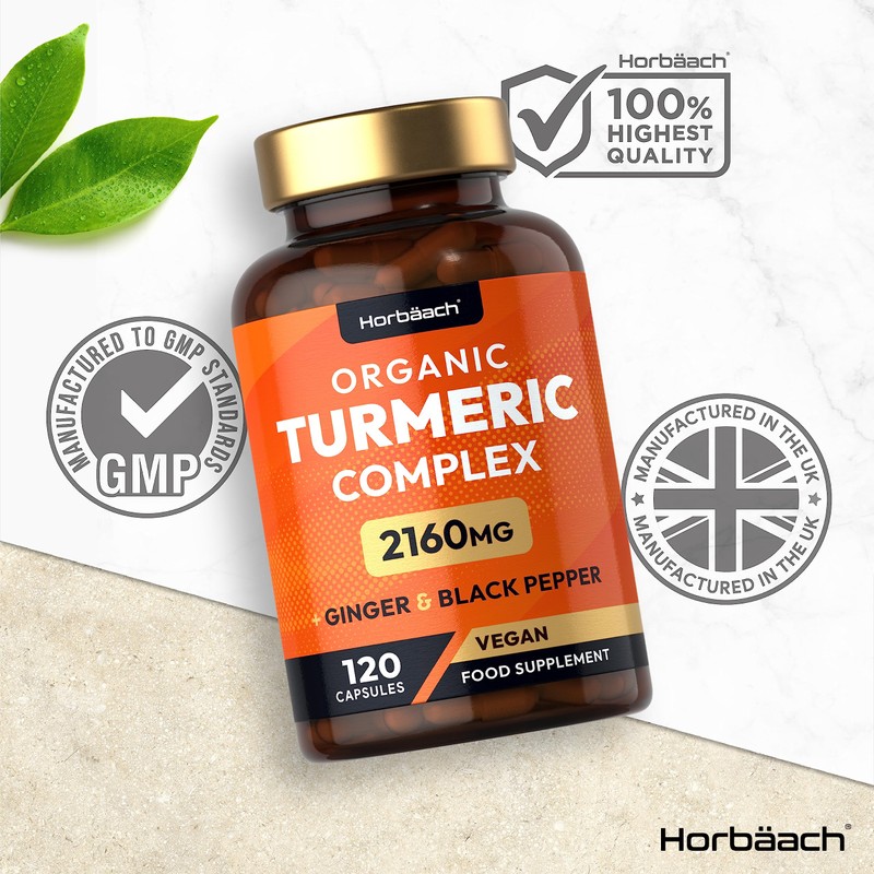 Organic Turmeric and Black Pepper Capsules | 2160mg | High
