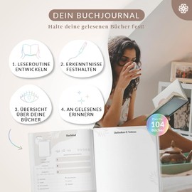 LEBENSKOMPASS Book Club XXL - The Reading Diary & Book Journal Pearl - Hardcover DIN A5 Diary for Adults - Book Reading Bullet Journal Tracker - Booktok