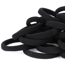 50 lazos de pelo negro para mujeres, bandas de pelo sin costuras de algodón, soportes elásticos para cola de caballo, sin daños para cabello grueso, 5 pulgadas de diámetro, por Nspring