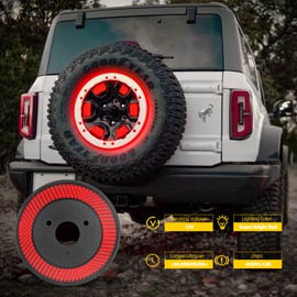 Riasdy Spare Tire Brake Light Plug & Play Third BrakeTail Light LED Wheel Light Accessories Compatible with Bronco 2020-2024 2/4 Door (Red for Bronco)