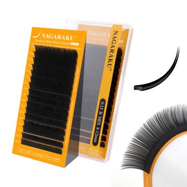 NAGARAKU Flache Ellipse Wimpernverlängerung 5. Generation Air Serie Einzelwimpern 1:1 Ultra Leichter Dünner Natürlicher Doppelte Spitzen Split Flat Eyelash Matt Schwarz 16 Reihen (0.15 B Curl 8-12mm）