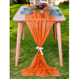 MDS Christmas Chiffon Table Runners - 25 Pack, 29 x 120 Inches, 10ft Each - Sheer Long Table Runners for New Year Party, Thanksgiving, Wedding, Reception, Harvest Dinner Table Décor - Orange