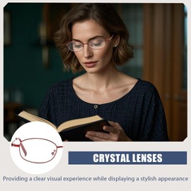 IGnaef Women Natural Crystal Stone Lenses Reading Glasses with Clear Real Glass Lenses IF11059