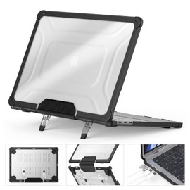 SEYMCY Case Compatible with MacBook Air 13.6 inch Case 2025 2024 2022 / M4 M3 M2, Anti-Scratching Protective Hard Shell Cover with Foldable Stand (A3113 A2681), Black