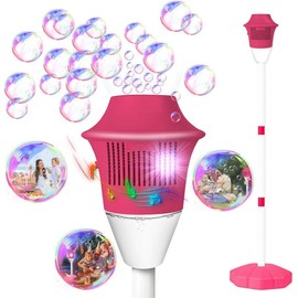 Bubble Machine with Light for Kids, Automatic Height 47" Vertical Bubble Maker, Battery Operated (Excluding Battery) Bubble Blower Outdoor Summer Toys for Birthday, Wedding, Christmas-Red