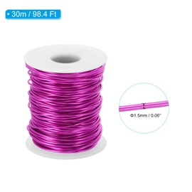PATIKIL 15 Gauge 1.5mm Aluminum Craft Wire, 98.4 Ft Metal Wire Armature Bendable Wire for Jewelry Making Metal Wrap DIY, Dark Pink