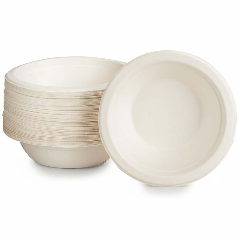 2you 50 x Bagasse Bowls - Disposable Paper Food Bowls