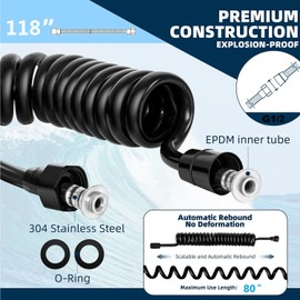 Fat-Cattie PU Flexible Telescopic Shower Hose, Bidet Sprayer Tube with Internal Thread Interface Size G1/2 (0.8 inches, 20 mm) (118" Black)