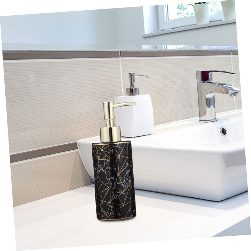 Gatuida Stylish 300ml Ceramic Pump Bottle Empty Dispenser Lotion Dispenser