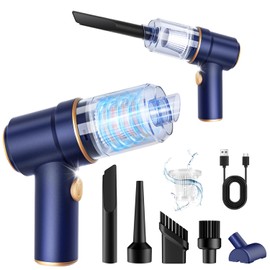 KMM Aspiradora de mano para automóvil, aspiradora de 9000 Pa y plumero de aire, aspiradora de mano de alta potencia de 120 W con luz LED y boquillas m