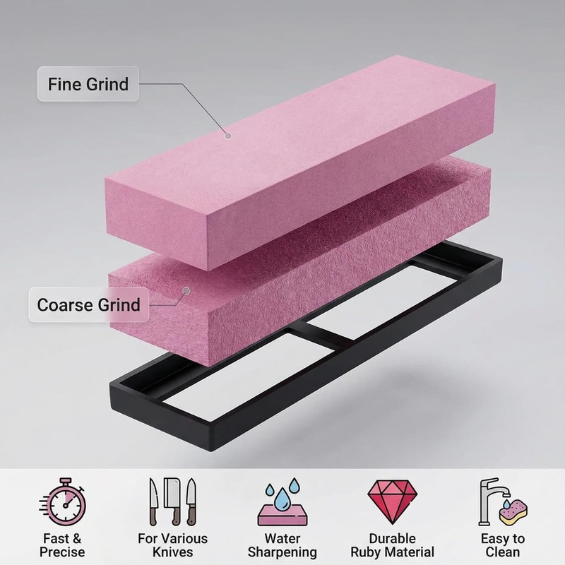 Ruby Sharpening Stone 3000 Grit Fine Whetstone, Water Sharpening Stone