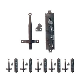 Renovators Supply Manufacturing Black Cast Iron Norfolk Door Latches Traditional Gate Or Door 8" Tall Thumb Latches Black Powder Coated Two Sided Gate Latch Locks with Mounting Hardware Pack of 6