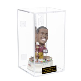 Clear Acrylic Display Case with Custom Name Plate for Figurine Miniature Doll Bobblehead or Action Figure with Clear Back Wall Mount (Vertical or Horizontal) (A016/D01)